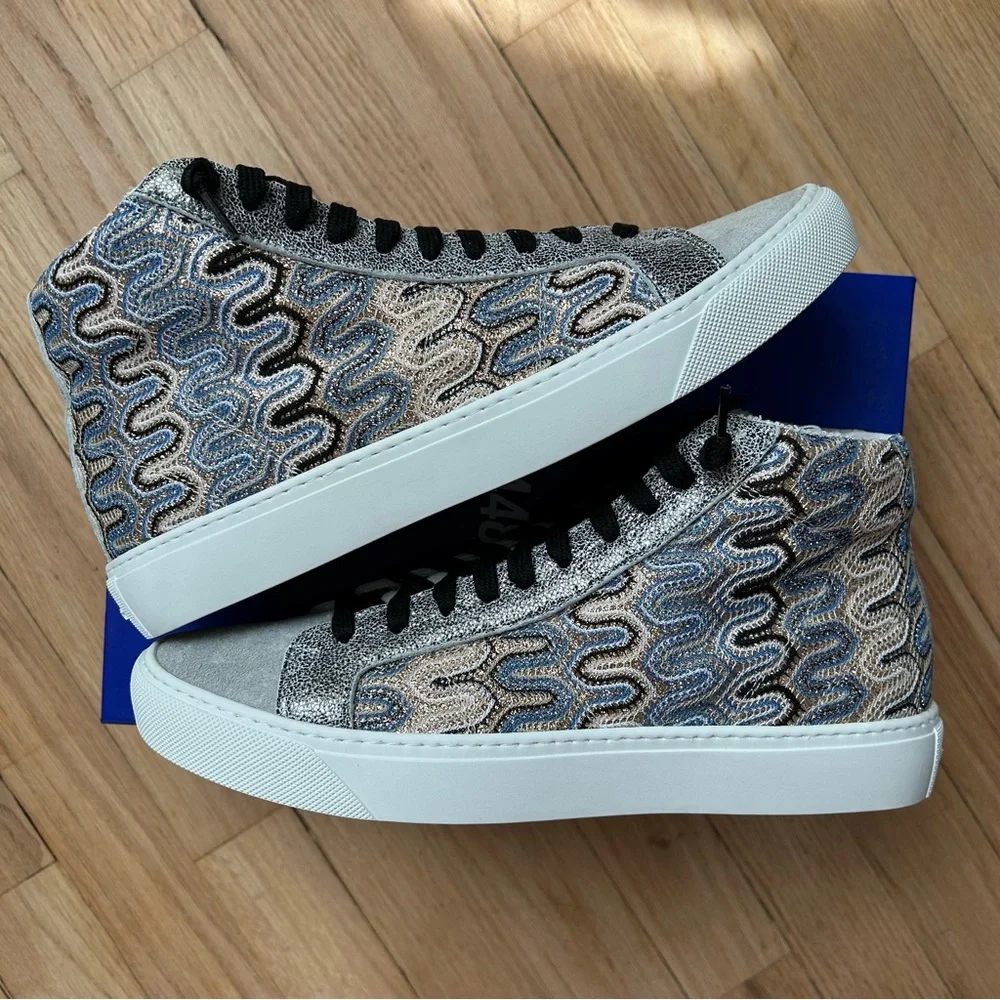 New p448 starbs Panama women’s shimmer high top sneakers shoes size 39 8.5‎ 9